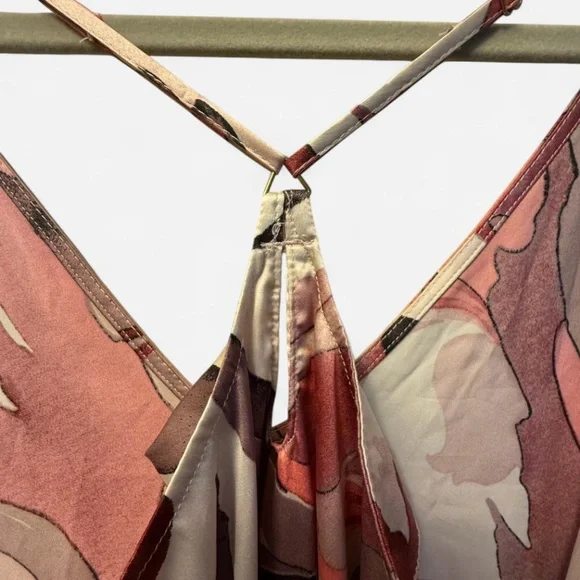 Stars Above Satin Slip Dress XL | Abstract Print Racerback Nightgown Loungewear - Picture 3 of 6